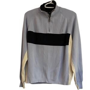 Nautical Sz S Colorblock Sweater w Blue, Navy and Cream.  Long Sleeve, 1/4 Zip